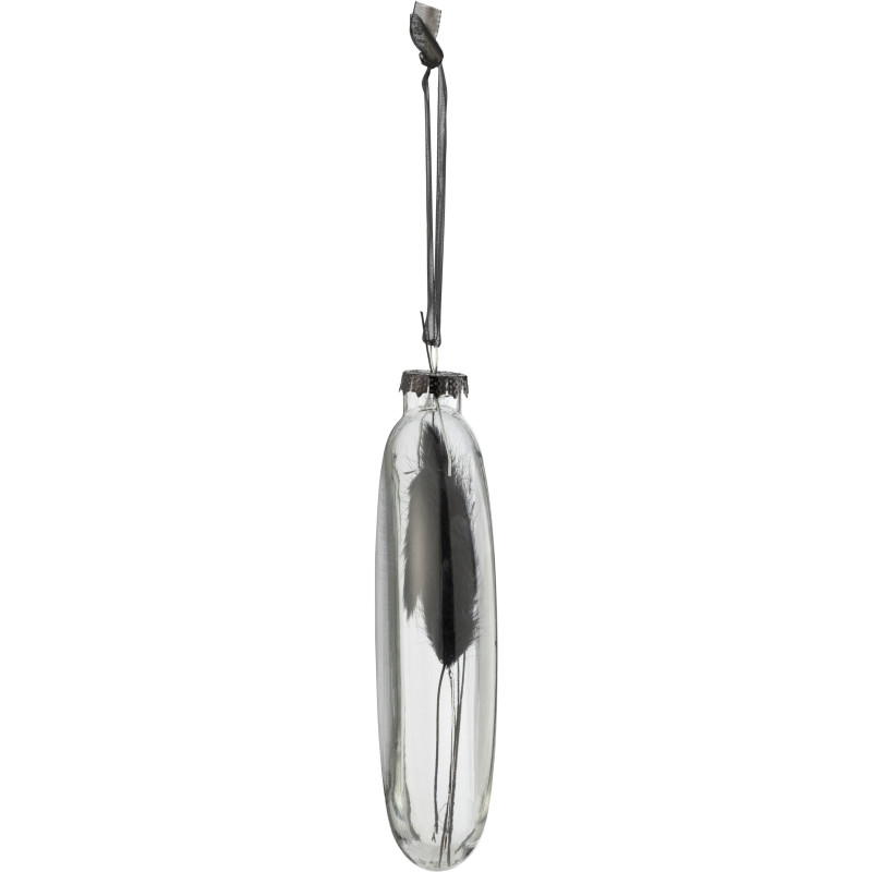 Boule de Noël Ovale XL en Verre Transaparent Fleur séchée Noir (Lot de 4) - 3