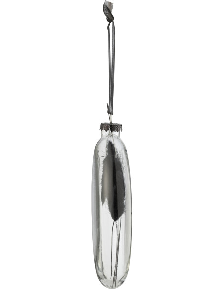 Boule de Noël Ovale XL en Verre Transaparent Fleur séchée Noir (Lot de 4) - 3