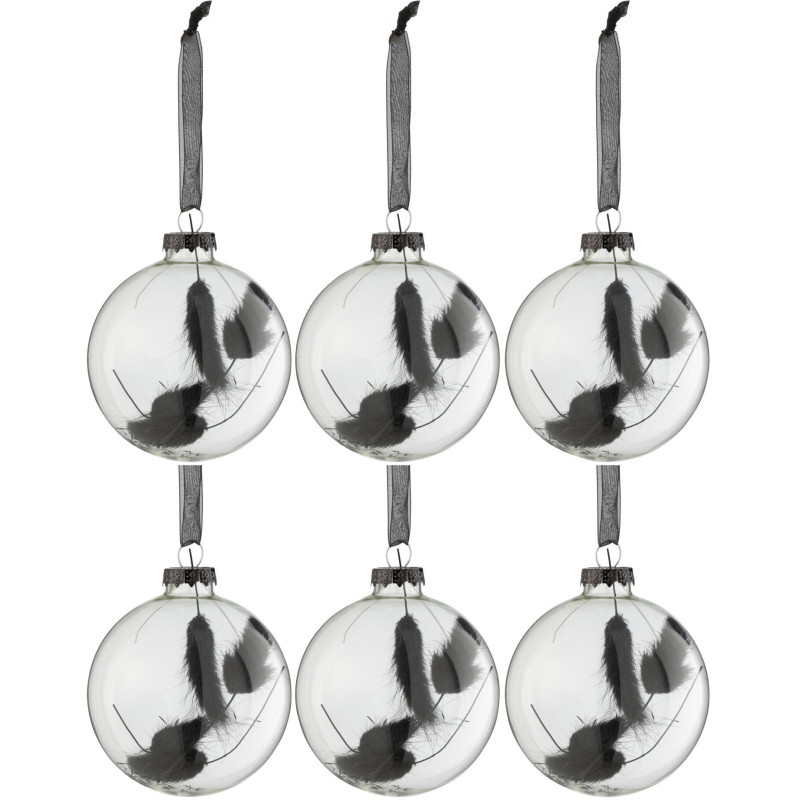 Boule de Noël en Verre Transaparent Fleur séchée Noir (Lot de 6) - 1