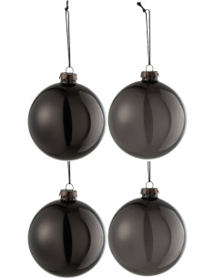 Boule de Noël en Verre Noir Opaque et transparent (Lot de 4) - 1