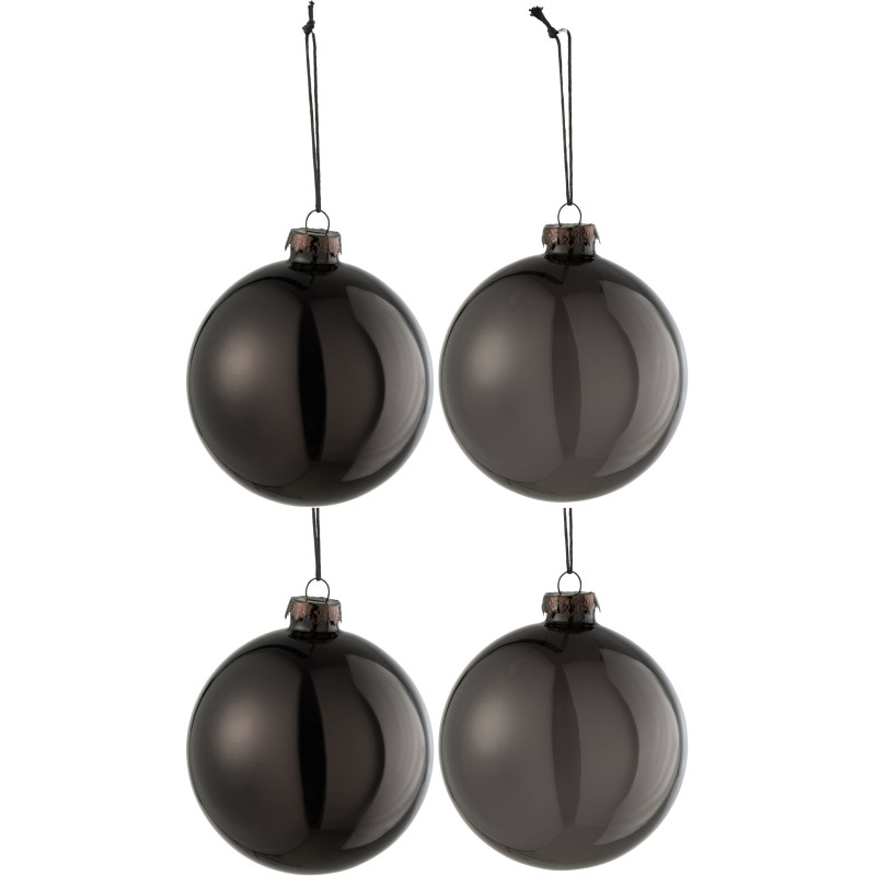 Boule de Noël en Verre Noir Opaque et transparent (Lot de 4) - 1