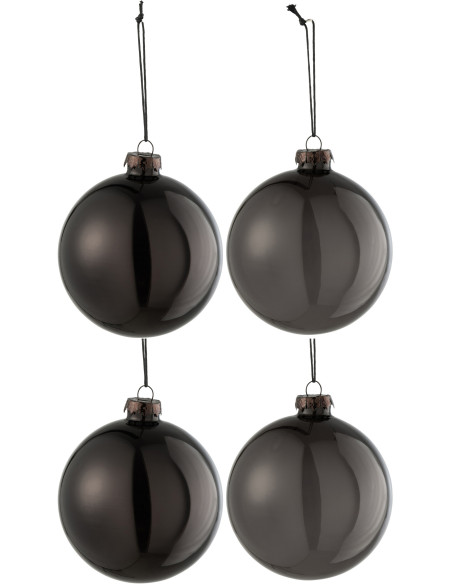 Boule de Noël en Verre Noir Opaque et transparent (Lot de 4) - 1