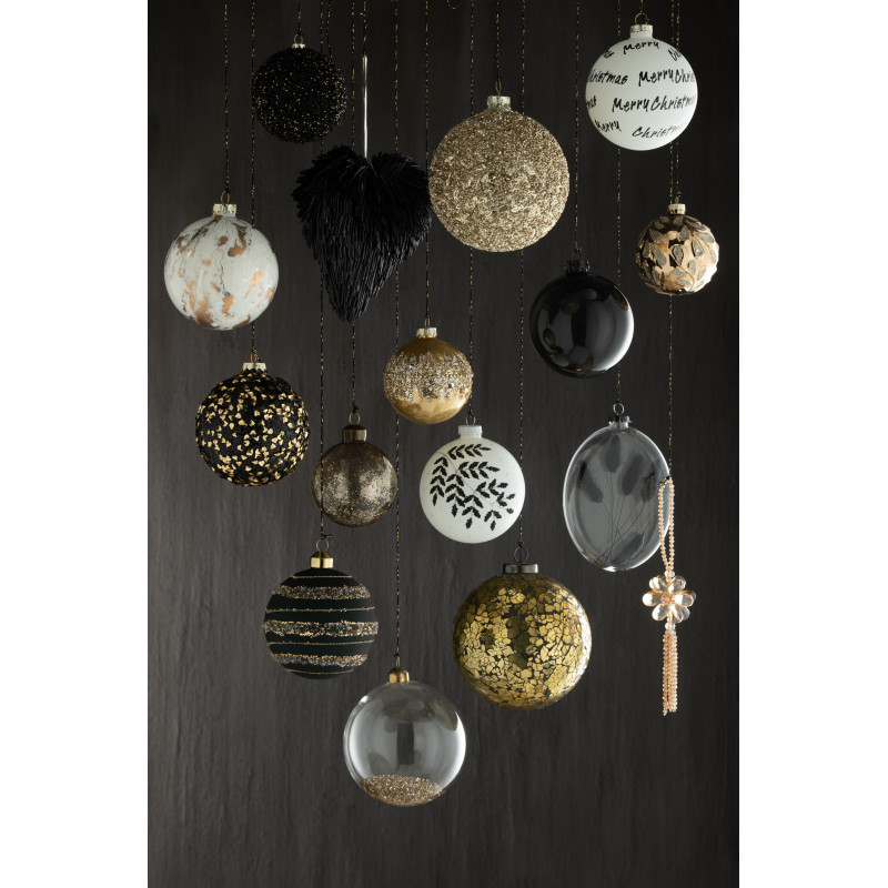 Boule de Noël en Verre Noir Opaque et transparent (Lot de 4) - 2