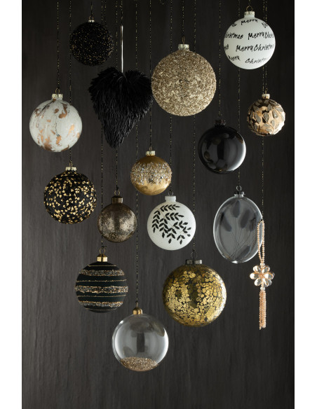 Boule de Noël en Verre Noir Opaque et transparent (Lot de 4) - 2