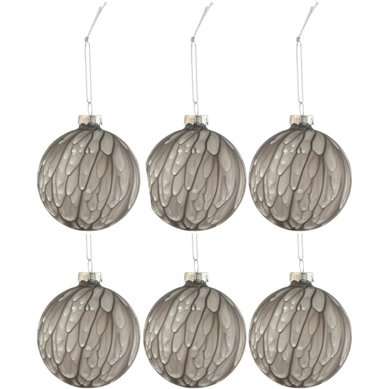 Boule de Noël en Verre Gris clair Motif taches (Lot de 6) - 1
