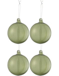 Boule de Noël en Verre Vert (Lot de 4) - 1