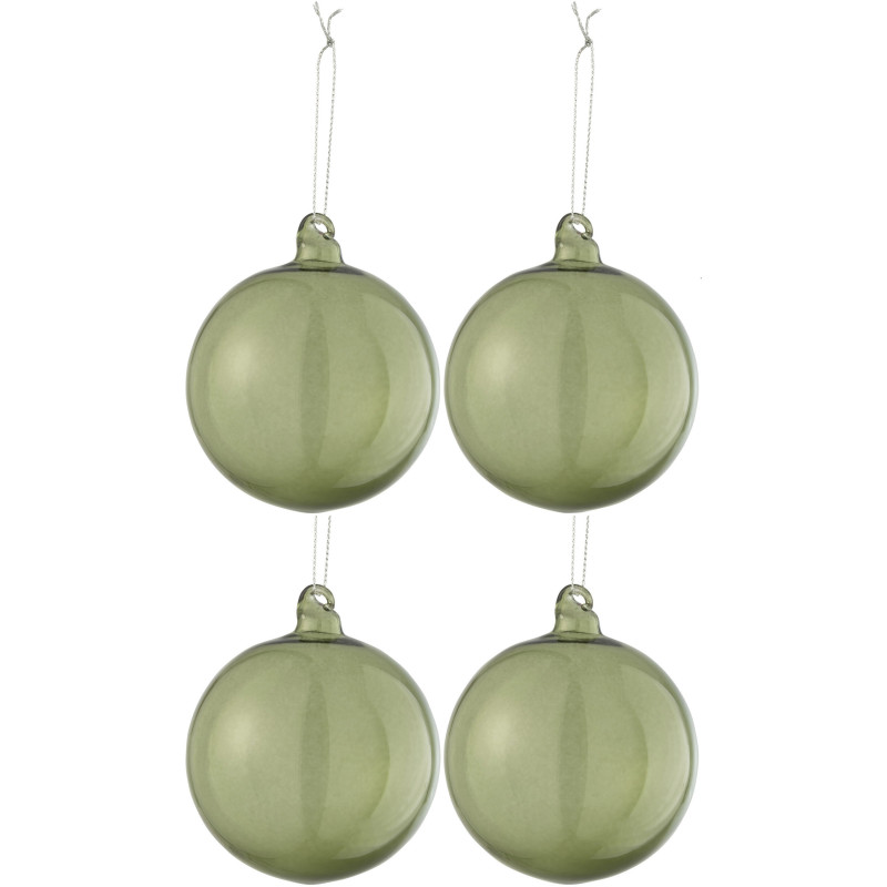 Boule de Noël en Verre Vert (Lot de 4) - 1