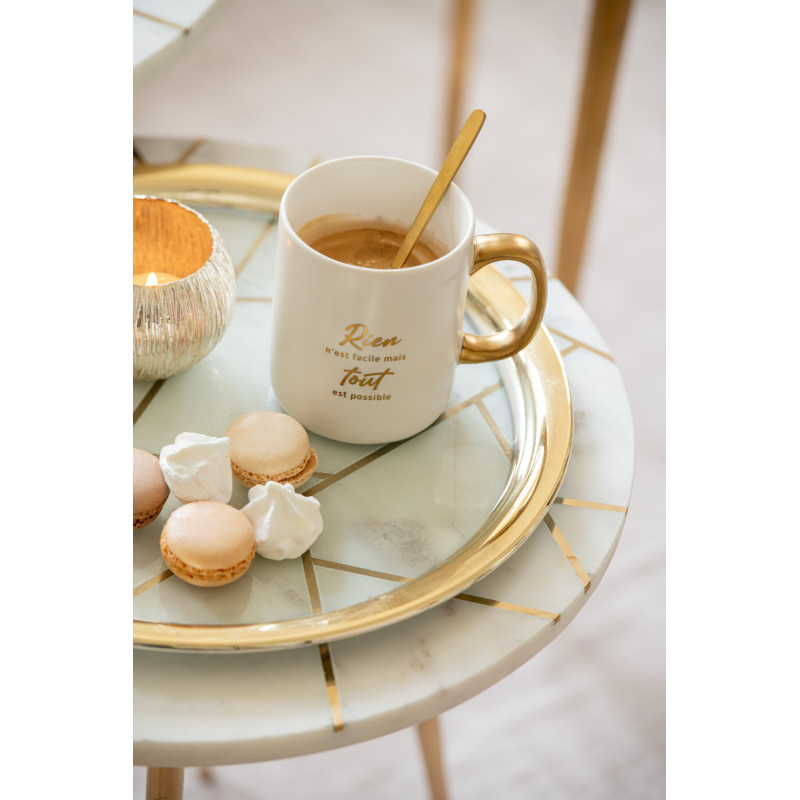 Mug Message en Porcelaine Blanc Doré (Lot de 2) - 2