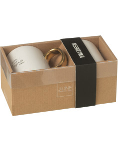Mug Message en Porcelaine Blanc Doré (Lot de 2) - 2