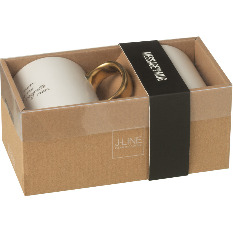 Mug Message en Porcelaine Blanc Doré (Lot de 2) - 2