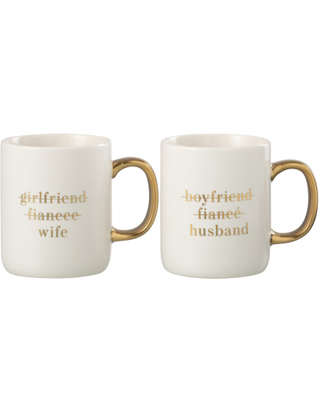 Mug Message en Porcelaine Blanc Doré (Lot de 2) - 1