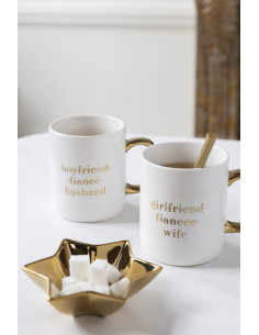 Mug Message en Porcelaine Blanc Doré (Lot de 2) J-Line - 2
