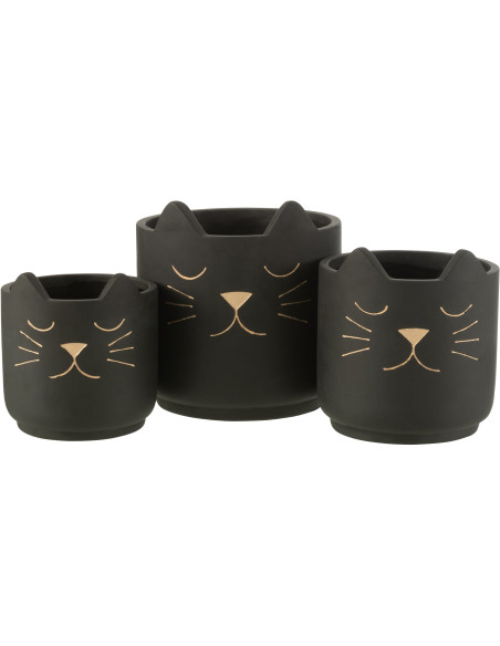 Cache-pot Chat en Céramique Noir Doré Réglisse Diamètre 19 cm - 3