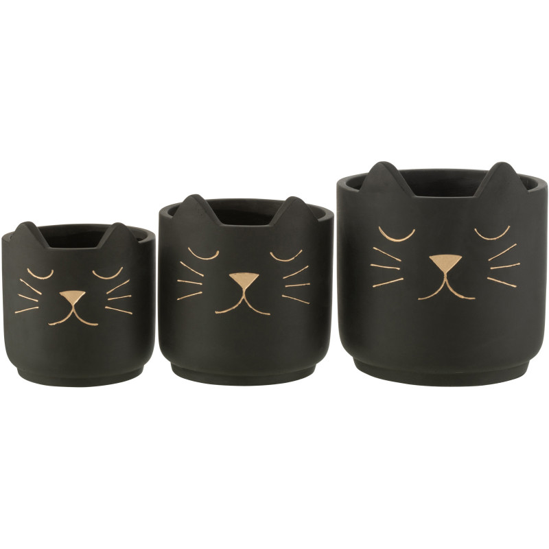 Cache-pot Chat en Céramique Noir Doré Réglisse Diamètre 19 cm - 4