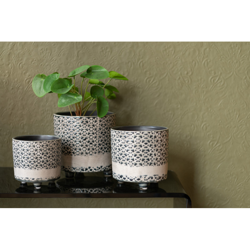 Cache-pot en Céramique Gris Bleu Faenza Diamètre 16 cm Motif mosaïque - 2