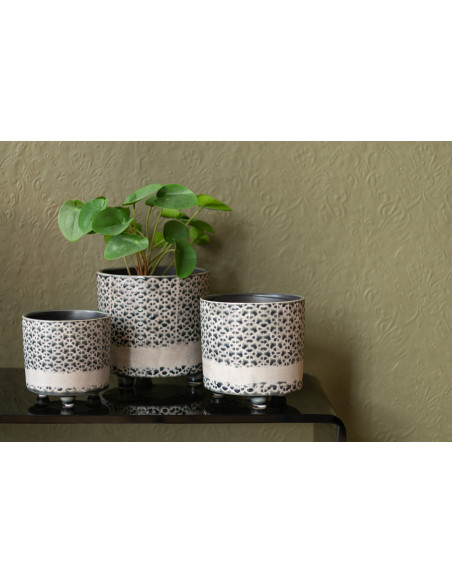 Cache-pot en Céramique Gris Bleu Faenza Diamètre 16 cm Motif mosaïque - 2