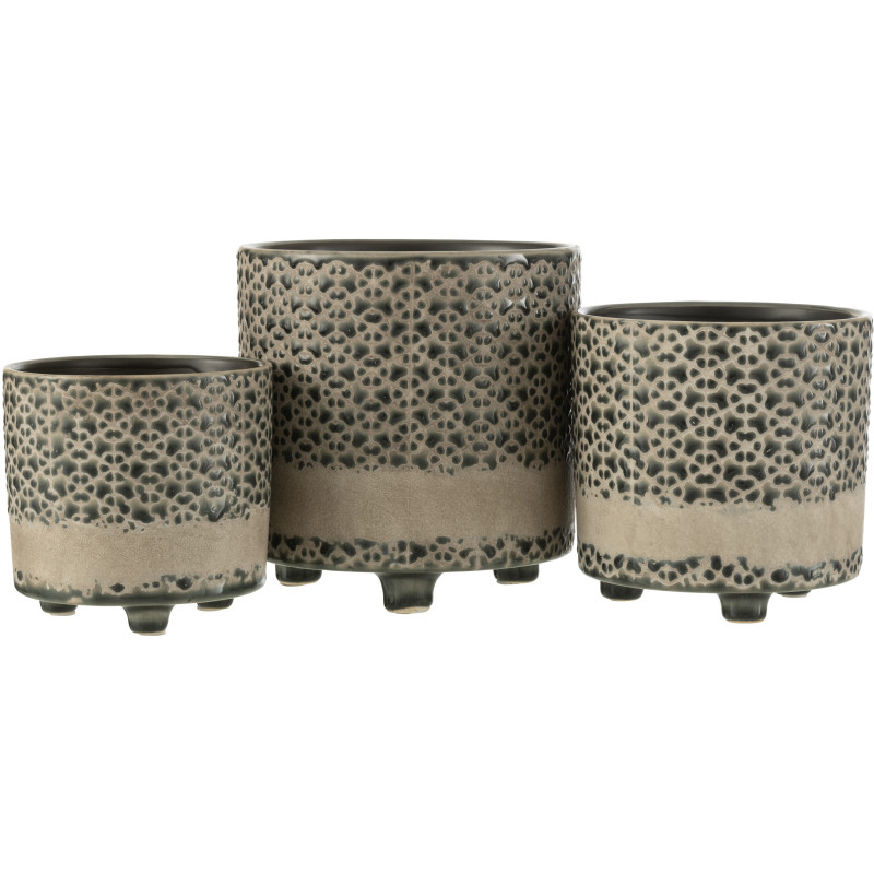Cache-pot en Céramique Gris Bleu Faenza Diamètre 16 cm Motif mosaïque - 3
