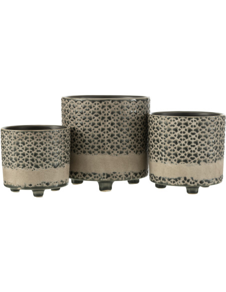 Cache-pot en Céramique Gris Bleu Faenza Diamètre 16 cm Motif mosaïque - 3