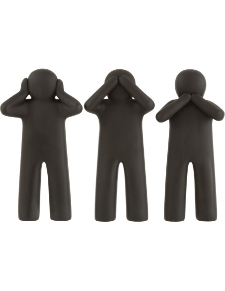 Statue déco Bonhomme P'tit Maurice en Résine Noir (Lot de 3) - 1