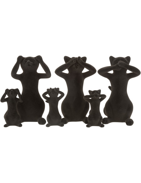 Statue déco Chat Raven en Velours Noir (Lot de 3) - 2