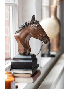 Statue déco Cheval Ruffian en Résine Marron Sur socle - 2