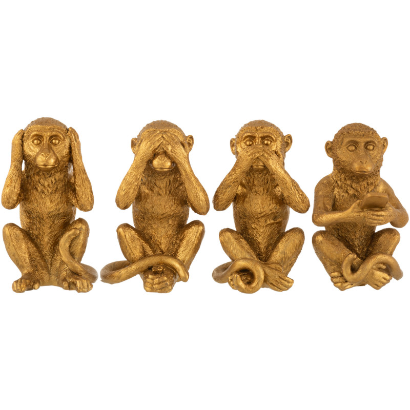 Statuette déco Singe Jarl en Résine Doré (Lot de 4) - 1