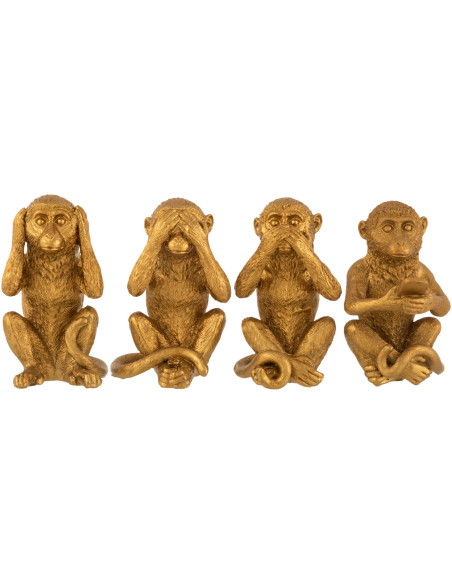 Statuette déco Singe Jarl en Résine Doré (Lot de 4) - 1