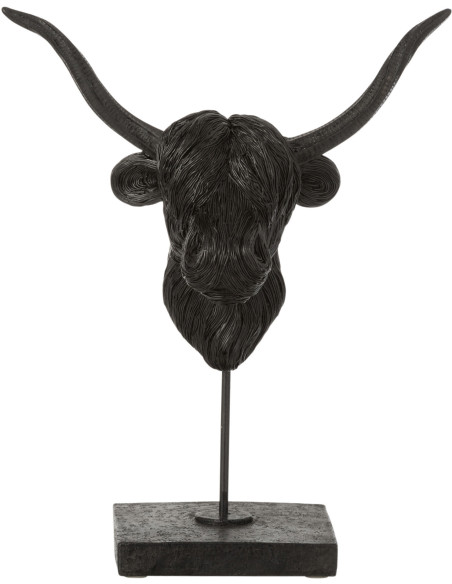 Décoration sur pied Tête de buffle 35 cm Murrah en Résine Noir - 1