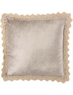 Coussin Carré Rassa 45x45 en Viscose Coton Argenté Beige - 1