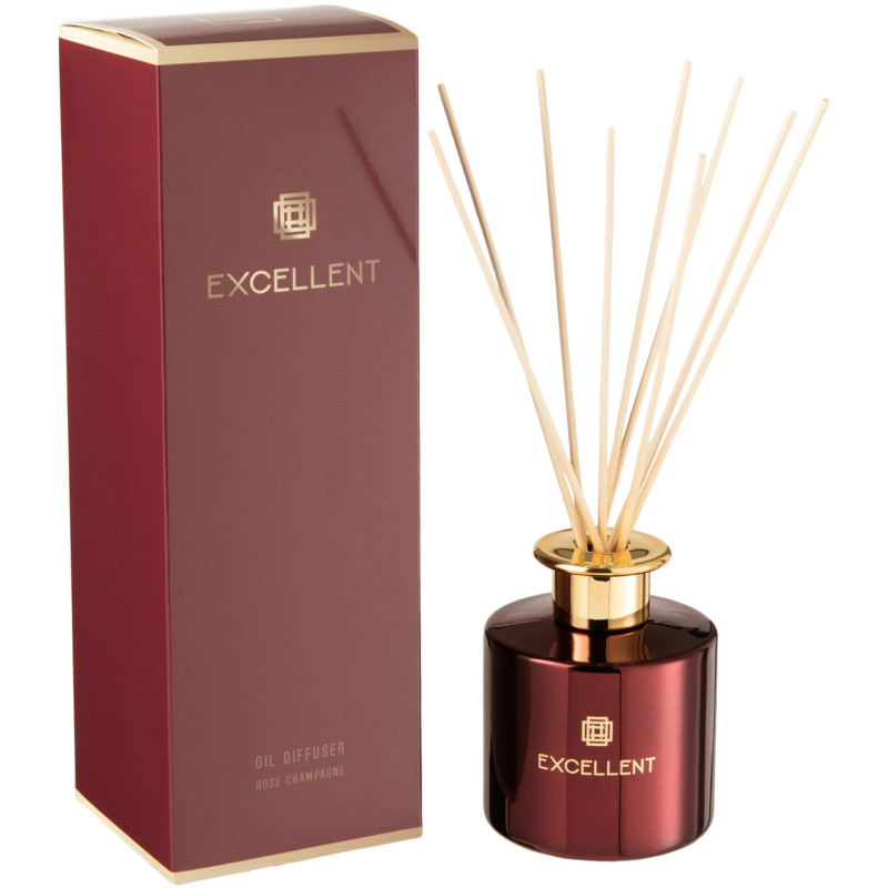 Diffuseur de parfum Senteur Florale Rose Champagne Excellent 150 ml en Verre Rouge - 1