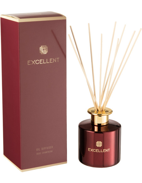 Diffuseur de parfum Senteur Florale Rose Champagne Excellent 150 ml en Verre Rouge - 1