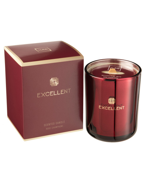 Bougie parfumée XXL Florale 80 heures Excellent Parfum Rose Champagne avec photophore en Verre Bordeaux - 1