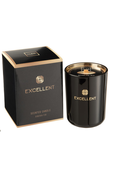 Bougie parfumée XL Boisée 50 heures Excellent Parfum Siberia Fir avec photophore en Verre Noir - 1