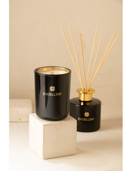 Bougie parfumée XL Boisée 50 heures Excellent Parfum Siberia Fir avec photophore en Verre Noir - 2