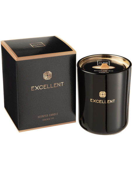 Bougie parfumée XXL Boisée 80 heures Excellent Parfum Siberia Fir avec photophore en Verre Noir - 1