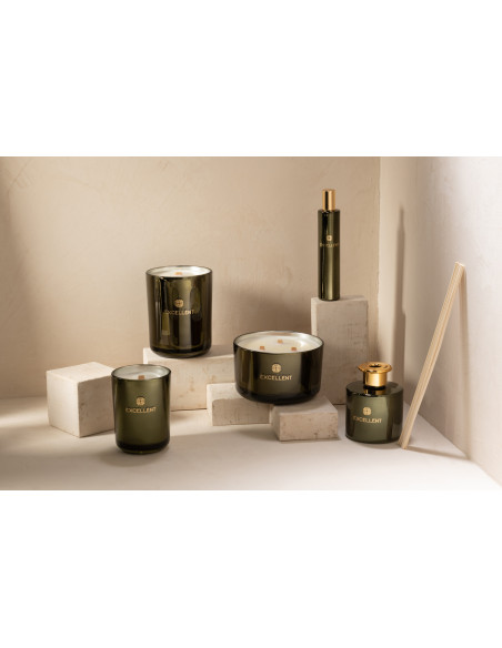 Bougie parfumée XL Acidulée 50 heures Excellent Parfum Bergamot Wood avec photophore en Verre Vert - 3