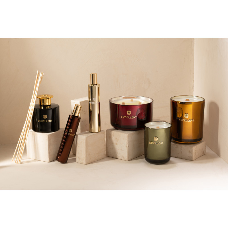 Bougie parfumée XL Acidulée 50 heures Excellent Parfum Bergamot Wood avec photophore en Verre Vert - 6