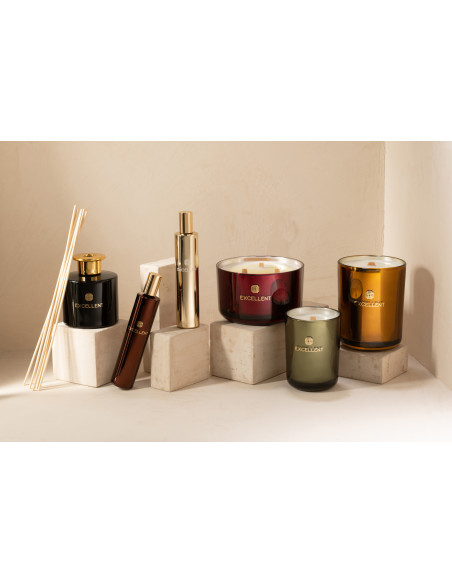 Bougie parfumée XL Acidulée 50 heures Excellent Parfum Bergamot Wood avec photophore en Verre Vert - 6