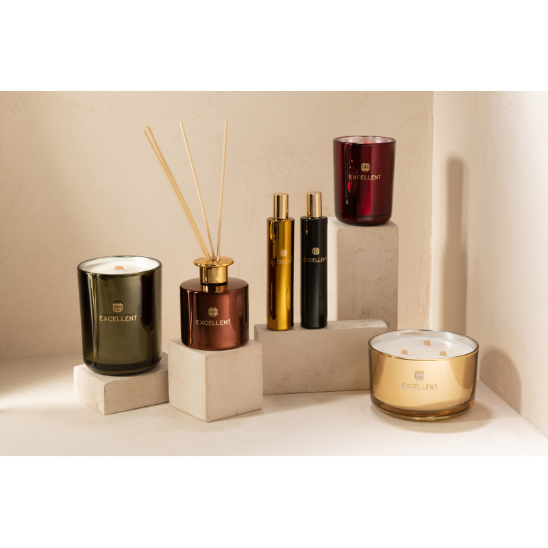 Bougie parfumée XXL Acidulée 80 heures Excellent Parfum Bergamot Wood avec photophore en Verre Vert - 6