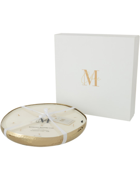 Bougie parfumée Boisée 35 heures Livia Parfum Oud & Ambre avec photophore en Métal Doré - 1