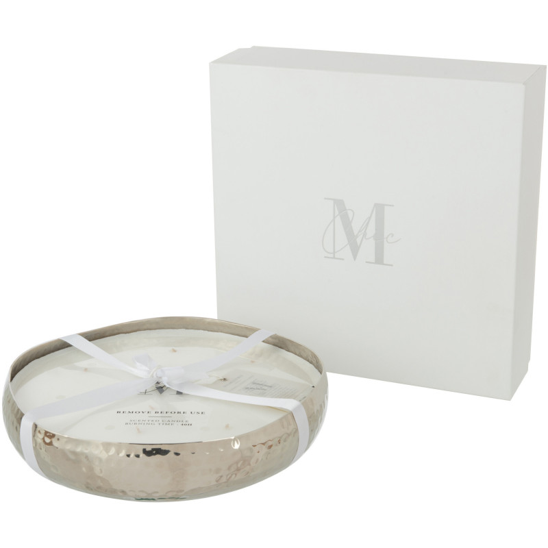 Bougie parfumée XL Acidulée 44 heures Livia Parfum Sugar Citrus avec photophore en Métal Argenté - 1