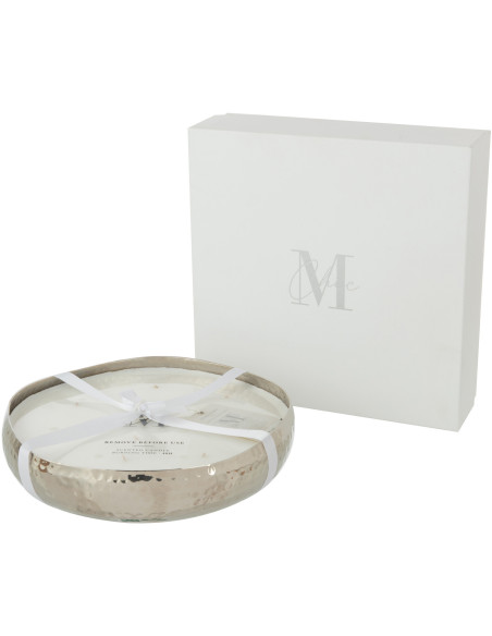 Bougie parfumée XL Acidulée 44 heures Livia Parfum Sugar Citrus avec photophore en Métal Argenté - 1