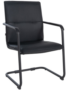Fauteuil de table moderne avec accoudoirs en Polyuréthane Noir Métal Noir Seamus - 1