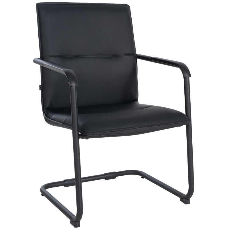 Fauteuil de table moderne avec accoudoirs en Polyuréthane Noir Métal Noir Seamus - 1