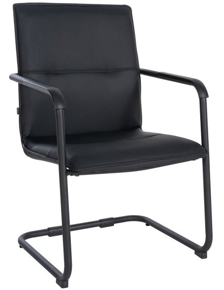 Fauteuil de table moderne avec accoudoirs en Polyuréthane Noir Métal Noir Seamus - 1