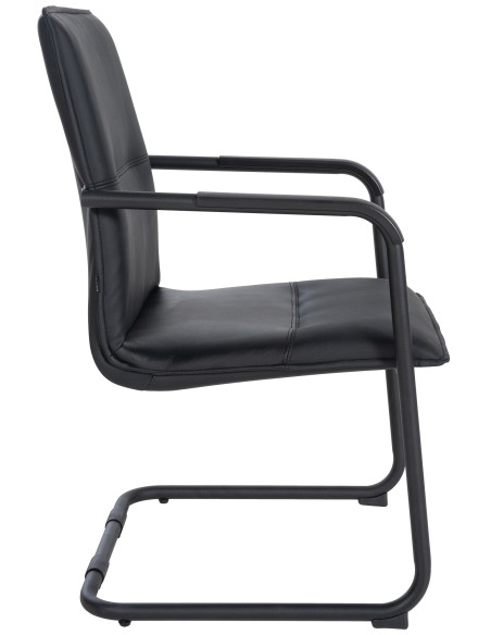 Fauteuil de table moderne avec accoudoirs en Polyuréthane Noir Métal Noir Seamus - 3