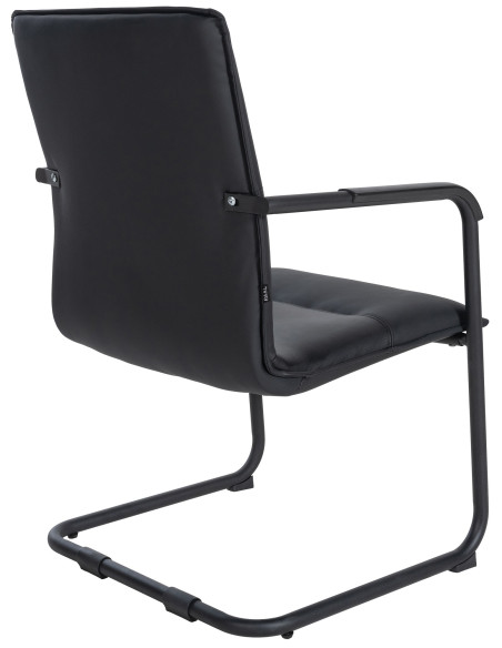 Fauteuil de table moderne avec accoudoirs en Polyuréthane Noir Métal Noir Seamus - 5
