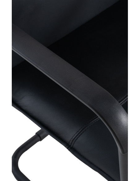 Fauteuil de table moderne avec accoudoirs en Polyuréthane Noir Métal Noir Seamus - 6