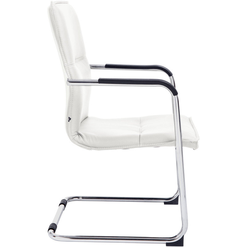 Fauteuil de table moderne avec accoudoirs en Polyuréthane Blanc Métal Argenté Seamus - 2