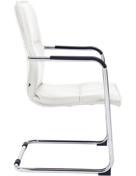 Fauteuil de table moderne avec accoudoirs en Polyuréthane Blanc Métal Argenté Seamus - 2